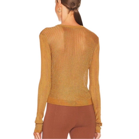 NWT Free People H2O Crew Open Knit Long Sleeve Pullover Top MEDIUM in Tiger Eye - Picture 3 of 9